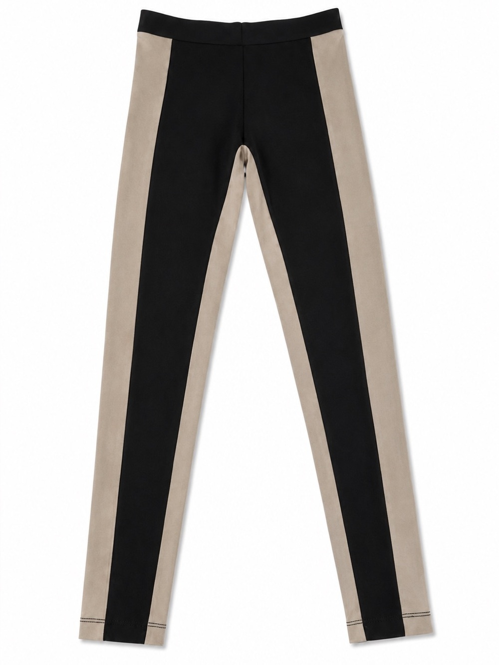 BCBG Max Azria Colorblock Skinny Pants Black Taupe Pull On Small Office Chic - Picture 2 of 4